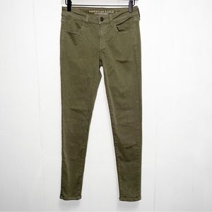 AE Super Stretch Olive Green Low Rise Skinny Jeggings
